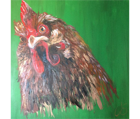 Bild "Huhn auf Grün"